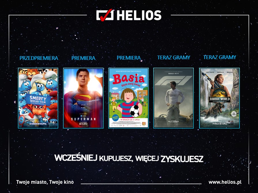 Helios Konin zaprasza na lipcowe hity na wielkim ekranie!