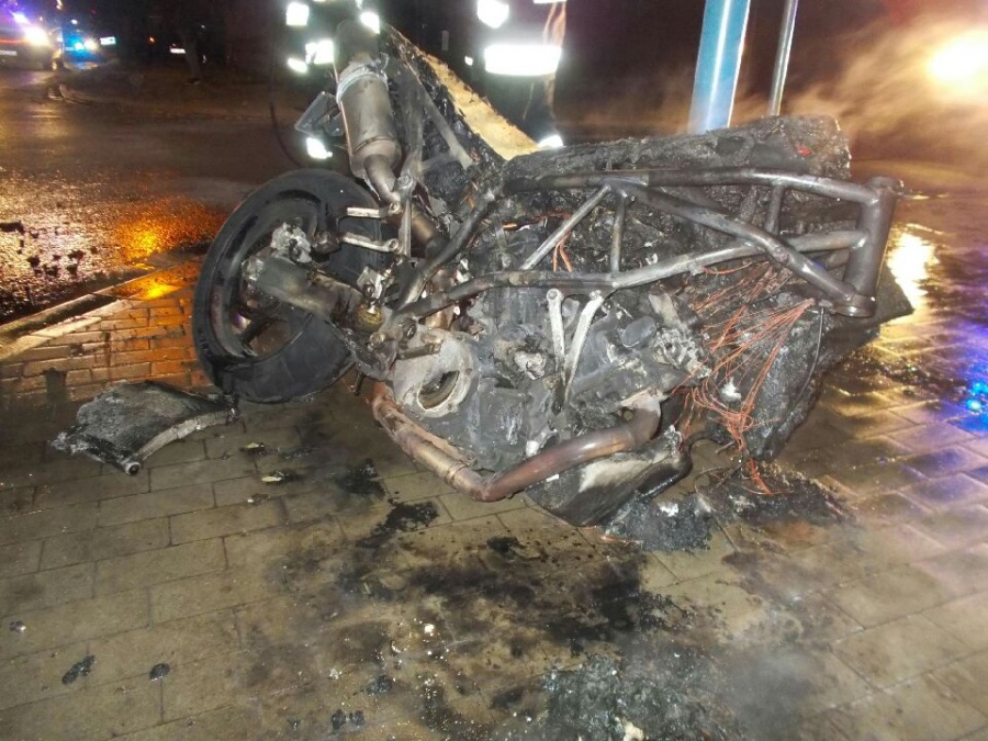 Motocykl spłonął doszczętnie. Kierowcy nic się nie stało