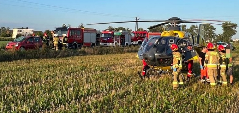 Poważny wypadek w powiecie słupeckim. Dziecko zabrane śmigłowcem LPR do szpitala