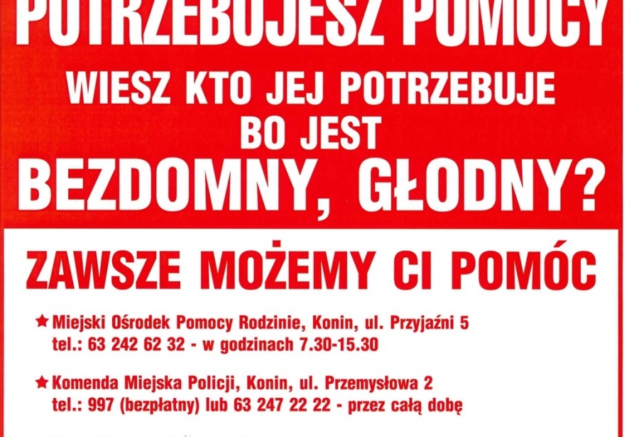 W mieście pojawią się plakaty. Zadzwoń, jeśli wiesz, że ktoś potrzebuje pomocy