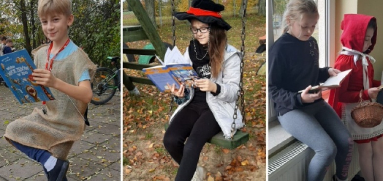 Ambroży Kleks i Harry Potter na szkolnym korytarzu. Uczniowie ze Żdżar bili rekord w czytaniu na przerwie