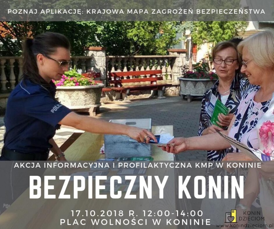 „Bezpieczny Konin”. Policjanci zapraszają na akcję informacyjno – profilaktyczną