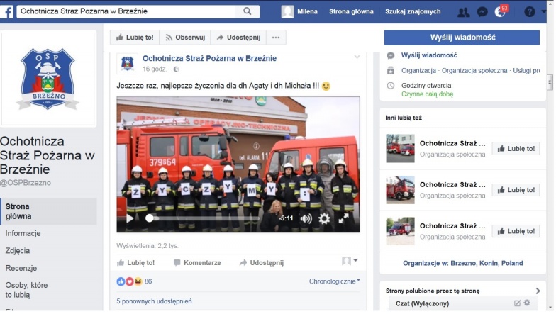 Strażacy złożyli życzenia młodej parze. Nakręcili dla nich film!