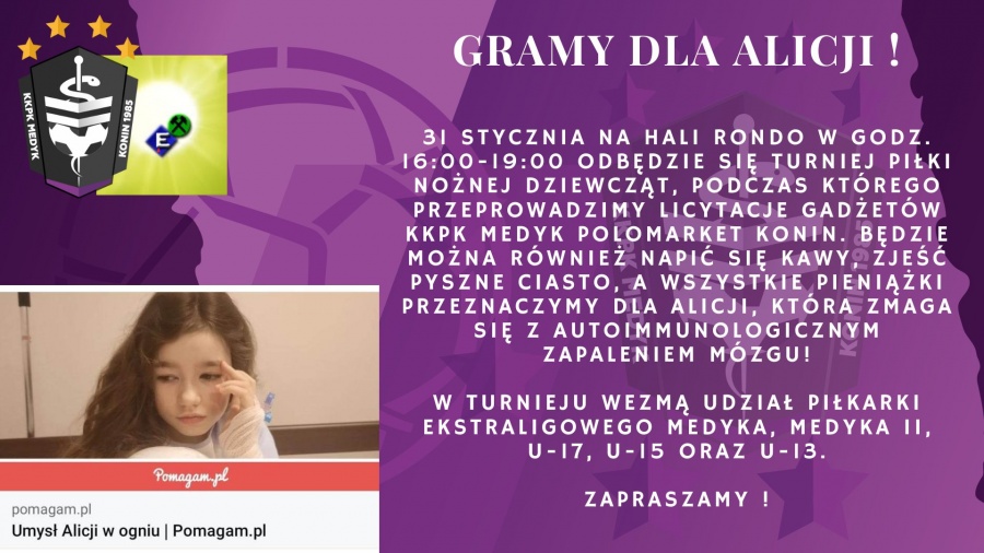 Zapraszają na charytatywny turniej dla Alicji