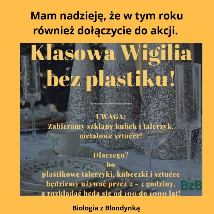 Uczniowie przynoszą swoje sztućce, talerze i szklanki. To już kolejna wigilia bez plastiku