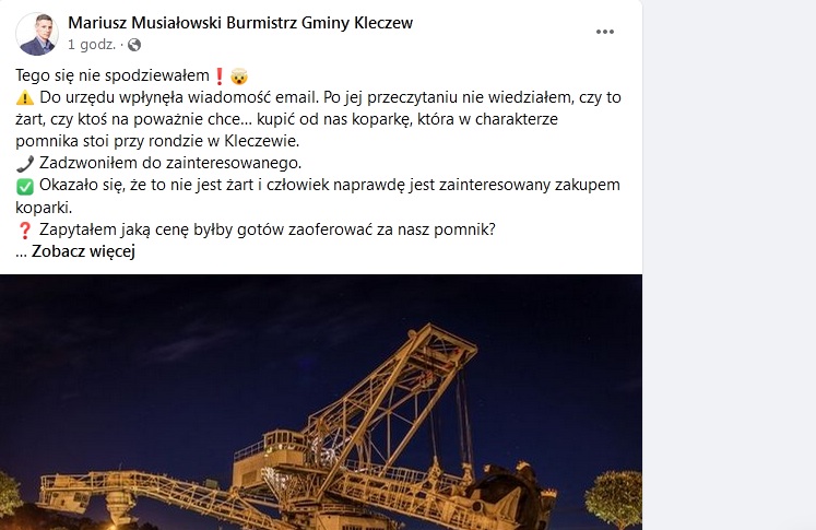 Z Kleczewa mogłaby wyjechać do Kolumbii. Jest chętny, żeby kupić koparkę 