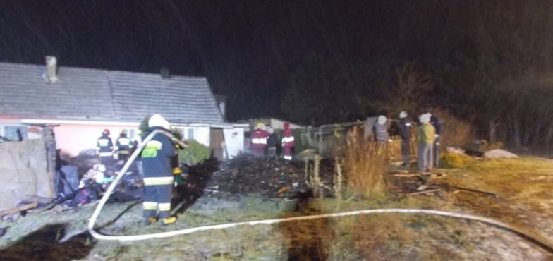 Pożar tuż po północy. Strażacy walczyli z ogniem, uratowali też psa  