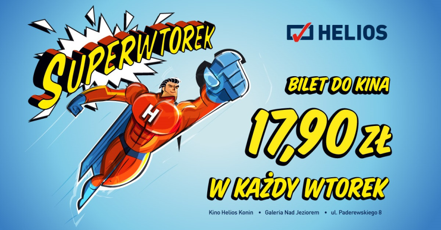 Superwtorek w konińskim kinie Helios – bilety co tydzień w promocyjnej cenie!
