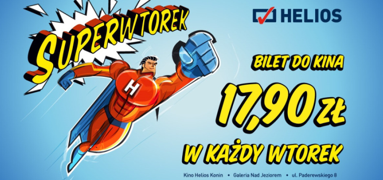 Superwtorek w konińskim kinie Helios – bilety co tydzień w promocyjnej cenie!