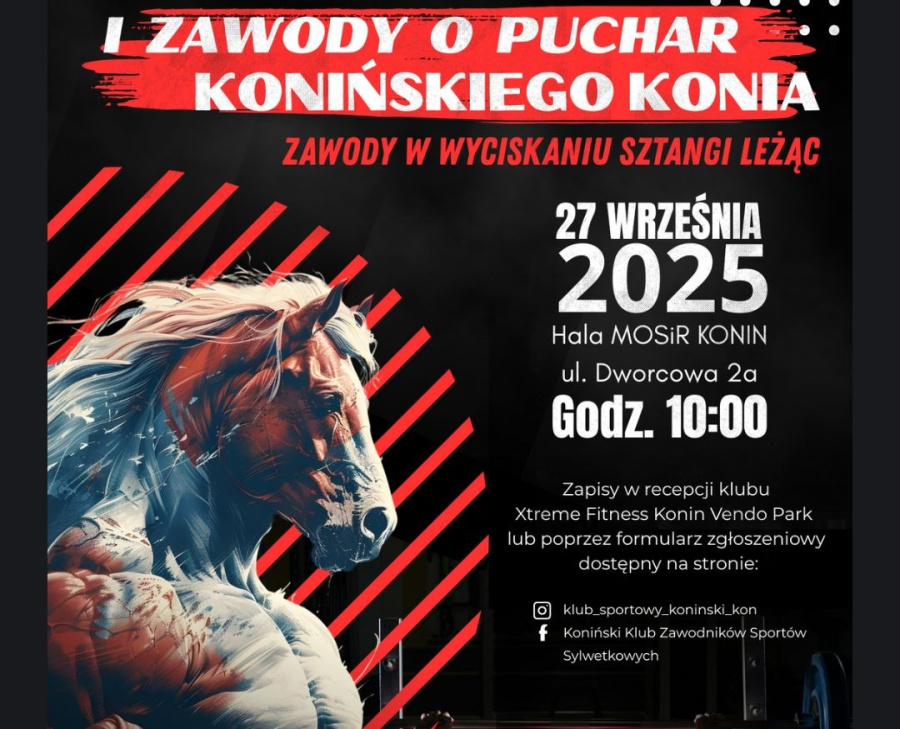 Powalczą o Puchar Konińskiego Konia. Pierwsze zawody w wyciskaniu sztangi już w sobotę