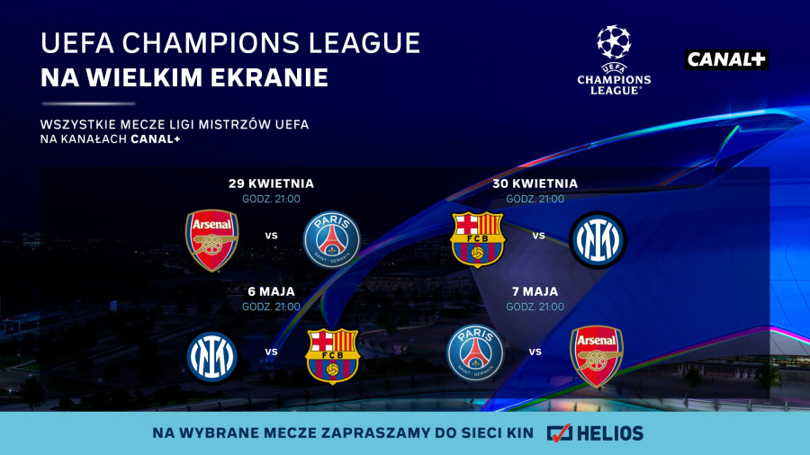 Liga Mistrzów UEFA na ekranach kina Helios