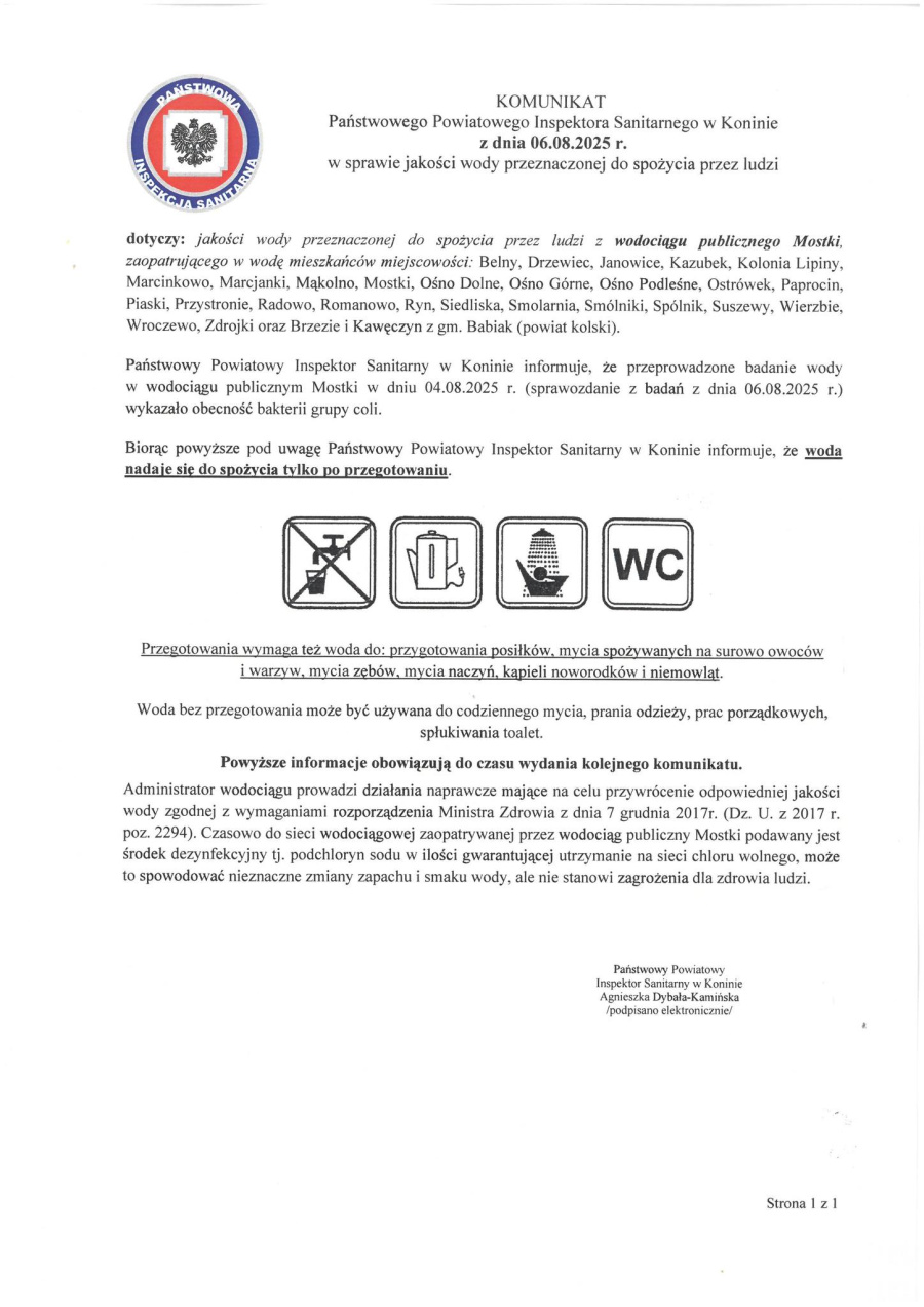 Do picia tylko po przegotowaniu! 