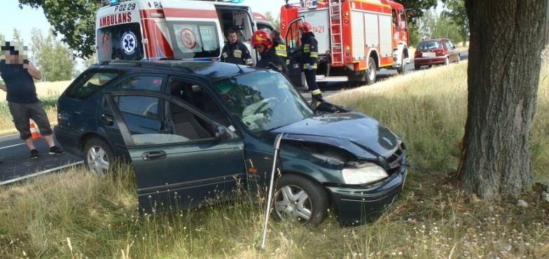 Hondą w drzewo. Kierowca trafił do szpitala 