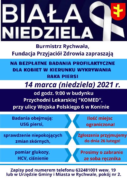 Już jutro „Biała Niedziela”. Gmina Rychwał i Fundacja Przyjaciół Zdrowia zapraszają