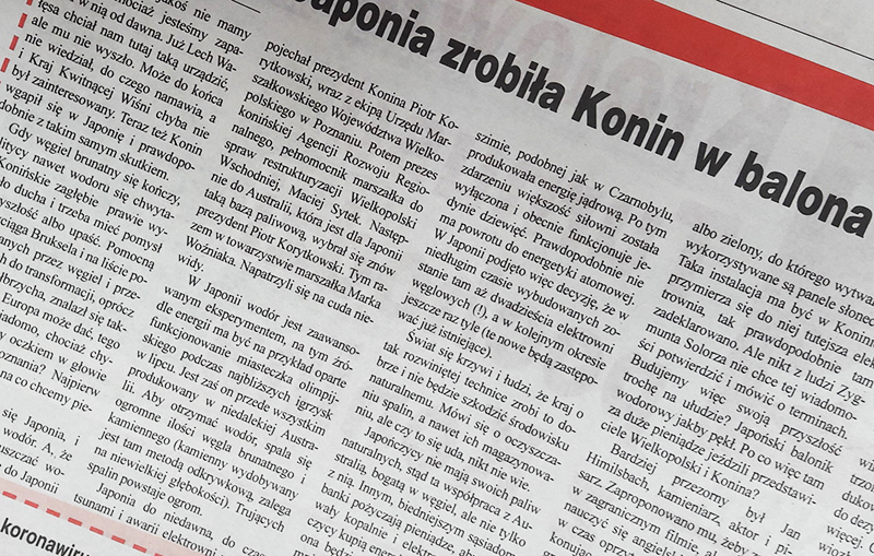 Japonia zrobiła Konin w balona wodorowego?