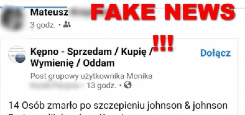 Informacja na Facebooku o kilkunastu osobach, które jednocześnie zmarły po podaniu szczepionki to „fake news” wymyślony przez oszustów! Policja ostrzega