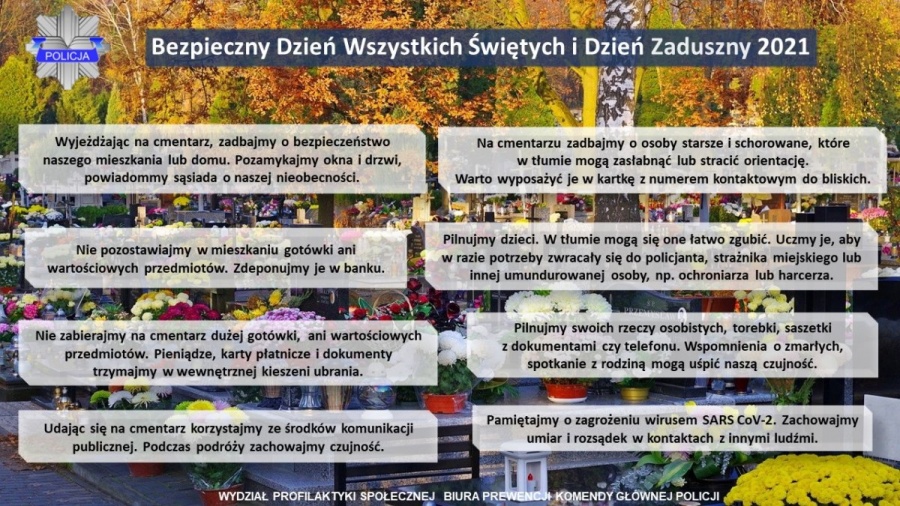 Nostalgia i zaduma nie może uśpić czujności. Bezpieczny Dzień Wszystkich Świętych i Zaduszki’ 2021