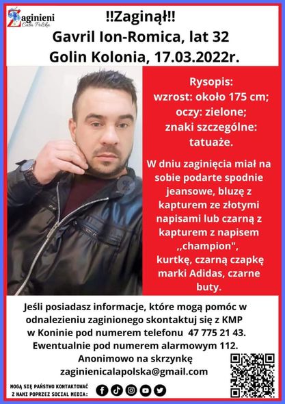 Wyszedł z domu 17 marca. Jego telefon jest nieaktywny