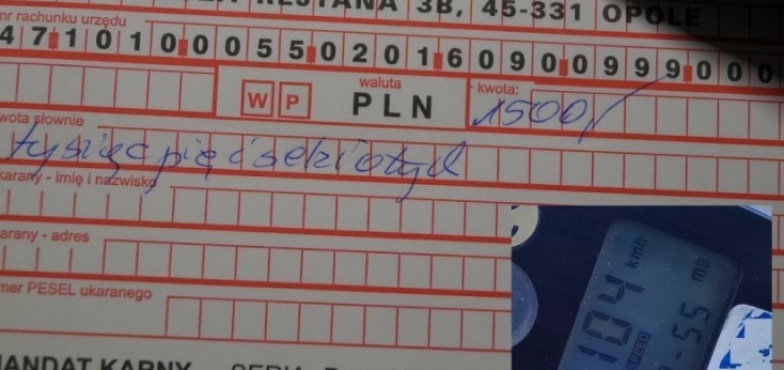 W portfelu ma o 1500 złotych mniej. Przekroczył prędkość o 54 km/h