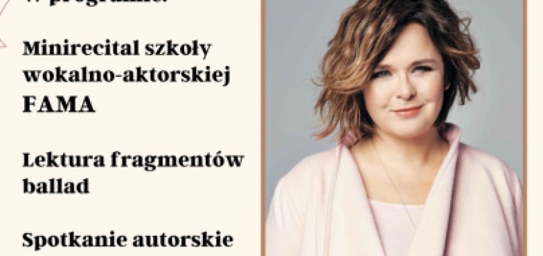 Edyta Jungowska w staromiejskiej bibliotece. Publiczność wysłucha fragmentów ballad i romansów 