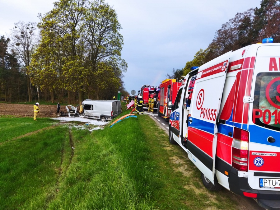 Bus uderzył w przydrożne drzewo