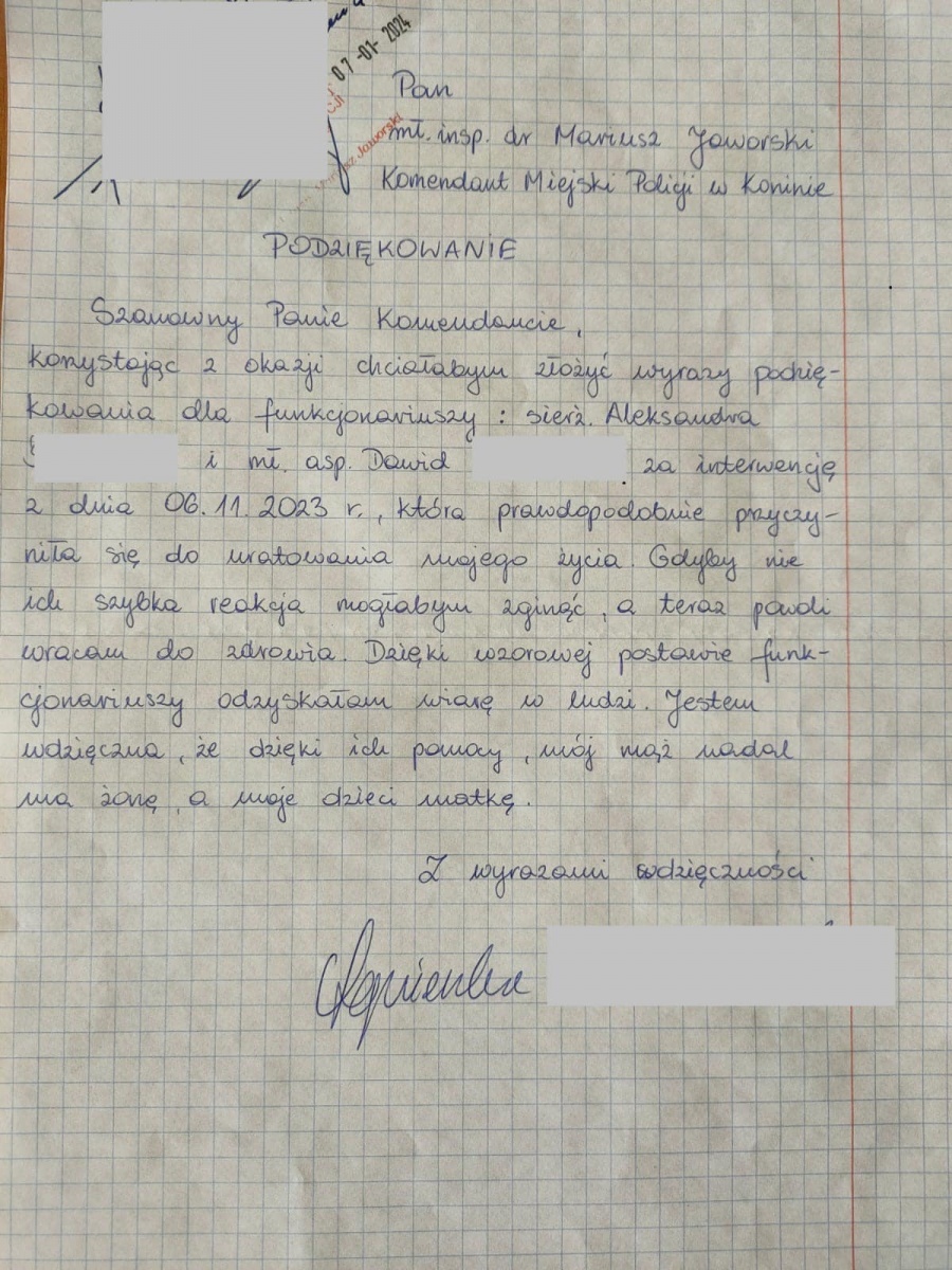 Dzięki pomocy policjantów, mąż nadal ma żonę, a dzieci matkę