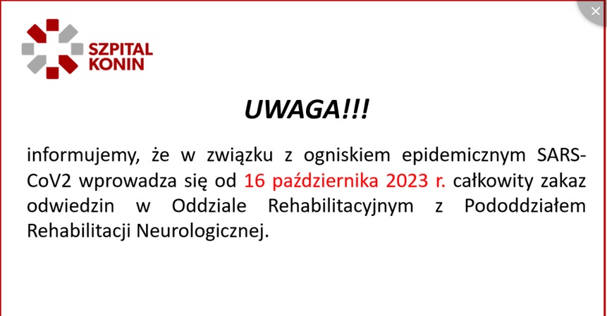 Poprawia się sytuacja w oddziale rehabilitacyjnym. Pacjenci przyjmowani po wymazie