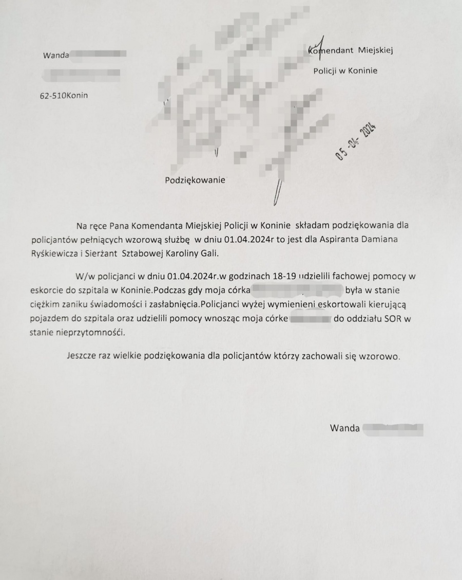 Eskortowali samochód z nieprzytomną kobietą