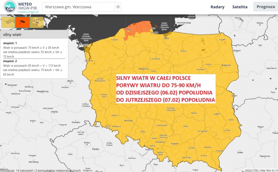 Uwaga – silny wiatr w całym kraju!