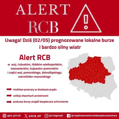Uwaga! Możliwe lokalne burze i silny wiatr