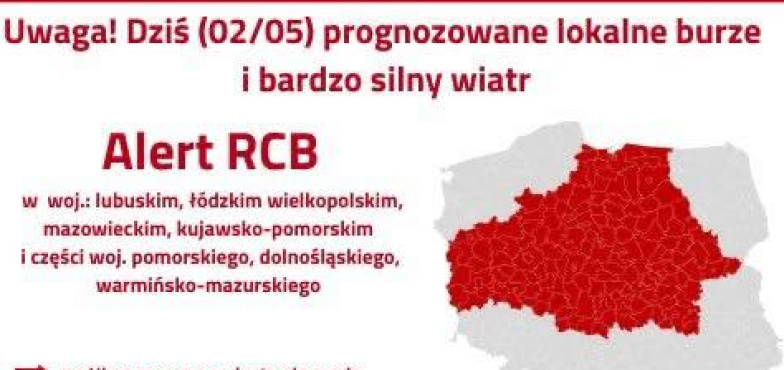 Uwaga! Możliwe lokalne burze i silny wiatr
