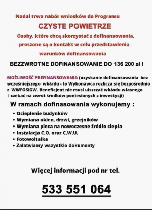 Dotacja CZYSTE POWIETRZE