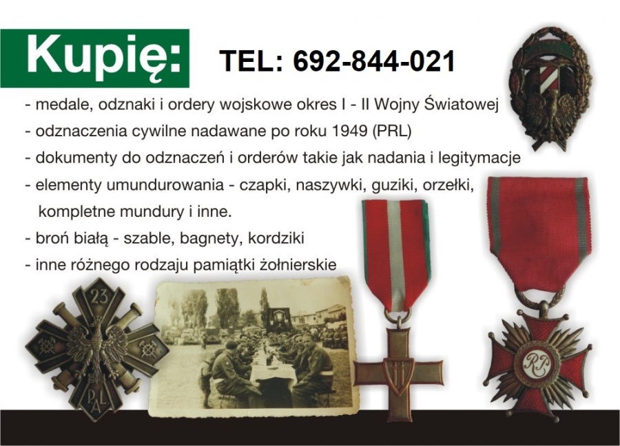 Kupię medale, odznaki wojskowe, stare zdjęcia, znaczki